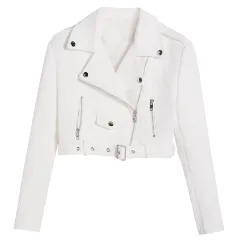 Casual Motorcycle Clothing Loose Retro Small Long-sleeved Top - White - View 1