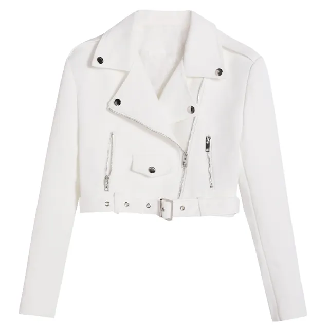 Casual Motorcycle Clothing Loose Retro Small Long sleeved Top White - Shop at LoveMi
