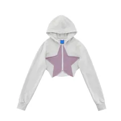 Women's Slouchy Style Small People's Knitted Shirt Jacket - Flower Grey - View 1