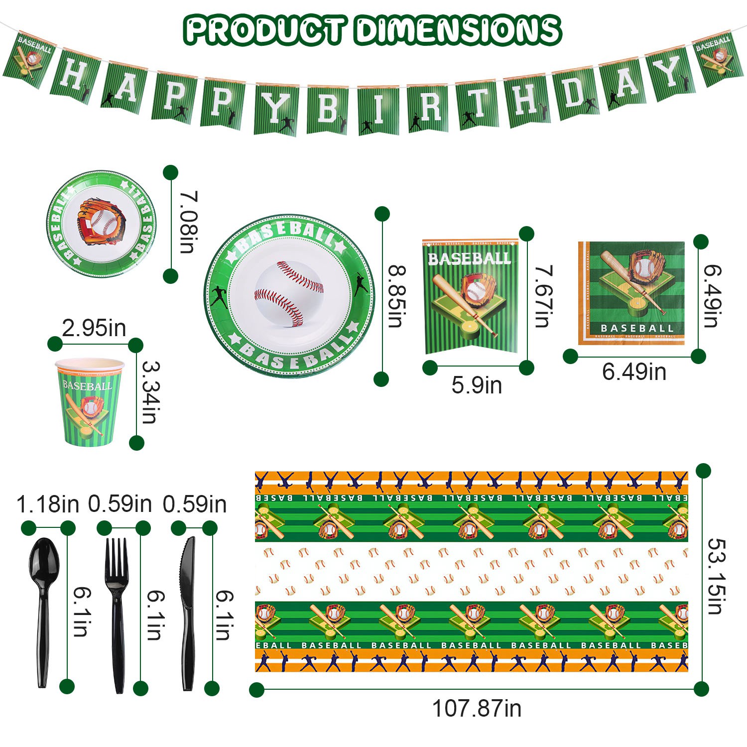 171 pièces kit de fournitures de fête de baseball – Image 3