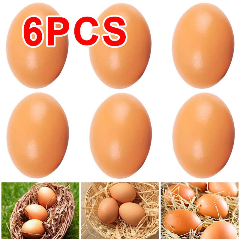 6PCS Fake Wooden Chicken Eggs Help Hen Lay Eggs Agricultural Tool For Chicken UK
