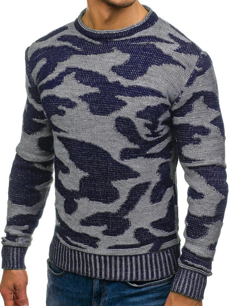 Title 5, Round Neck Pullover Sweater Contrast Color Loos...