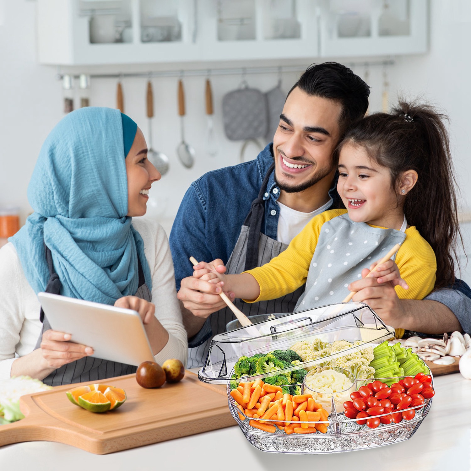 Fruit Ice Serving Tray Chilled Veggie Tray Shrimp Cocktail Serving Dish Appetizer Party Serving Platter Cold Food Buffet Server With Lid And 4 Compartments 3 Tongs 10 Sporks