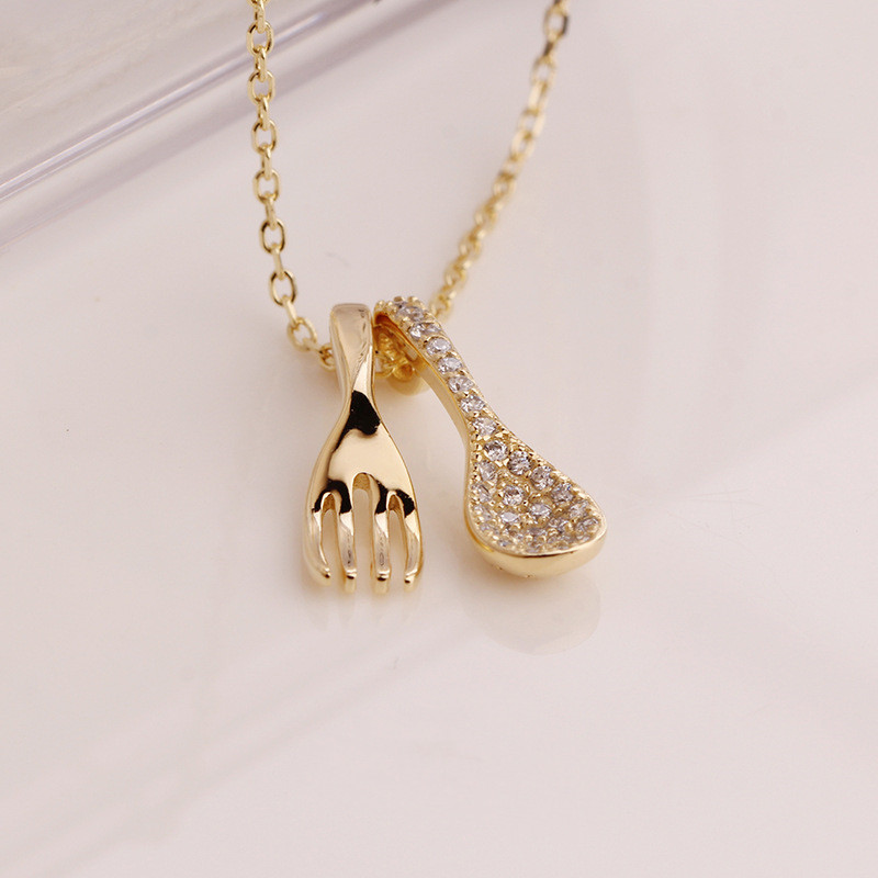 Sterling Silver Fork And Spoon Necklace Women