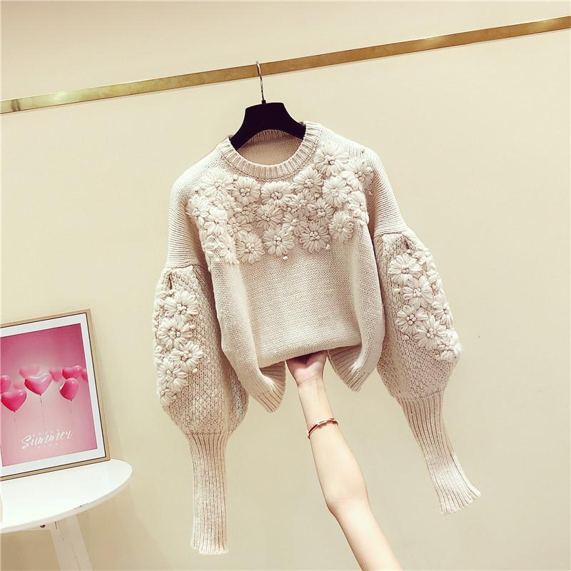 Women's Autumn And Winter Three-dimensional Flower Embroidery Knit Sweater