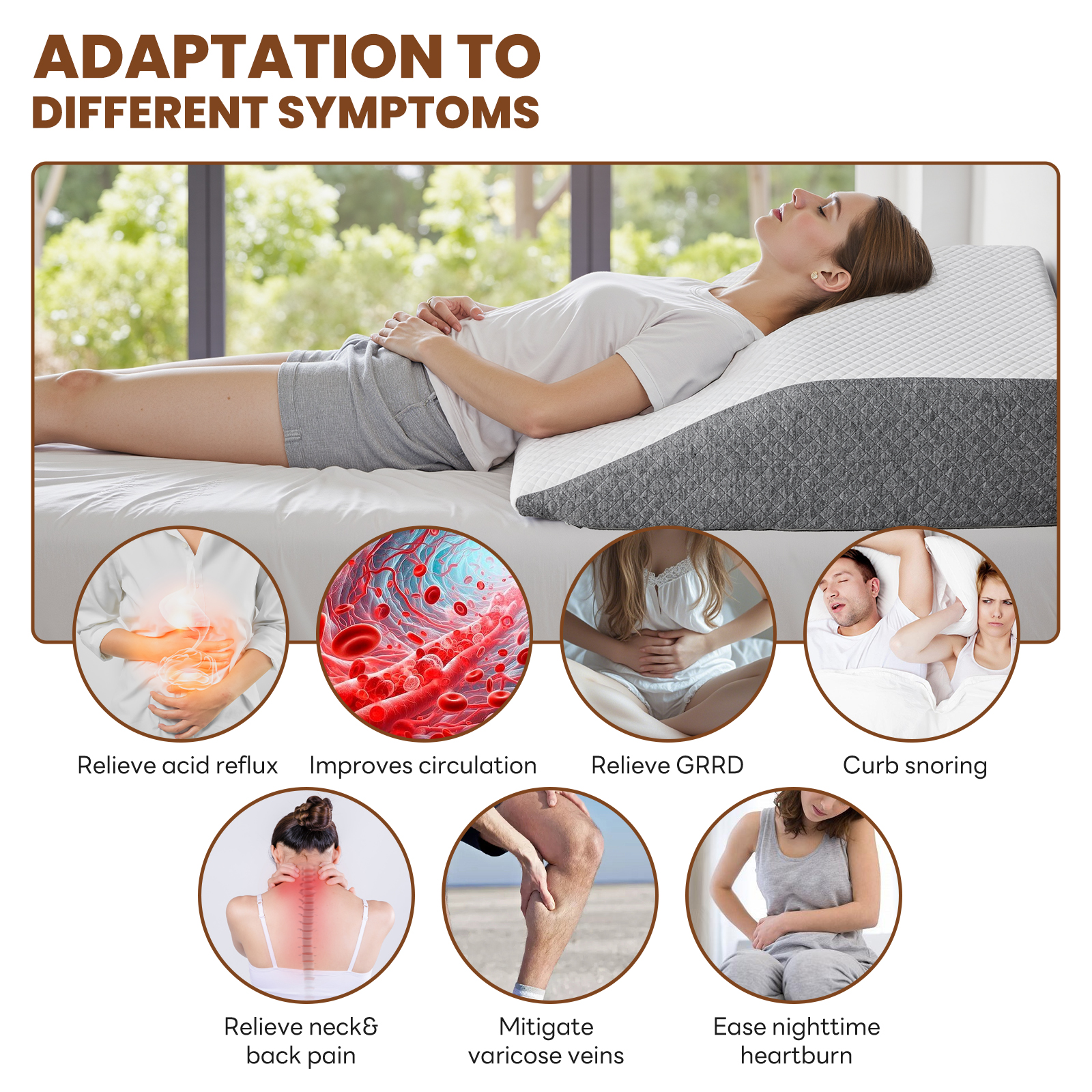 Wedge Pillow, Body Pillow , White& Grey image 23