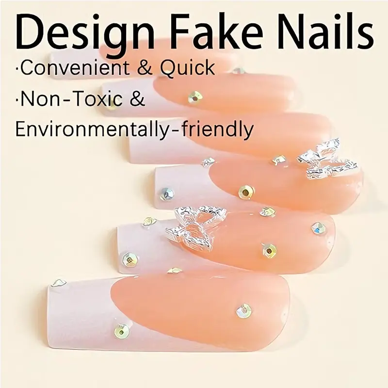 24 PCS Diamond Butterfly Nail Art