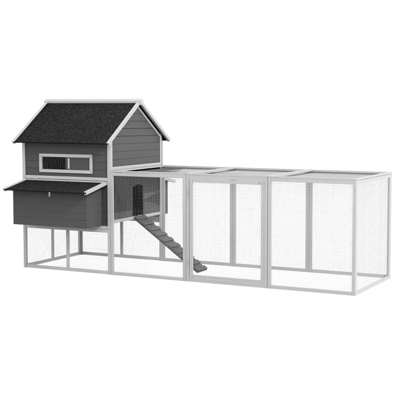 Wooden Chicken Coop For 8-10 Chickens, Backyard, Gray