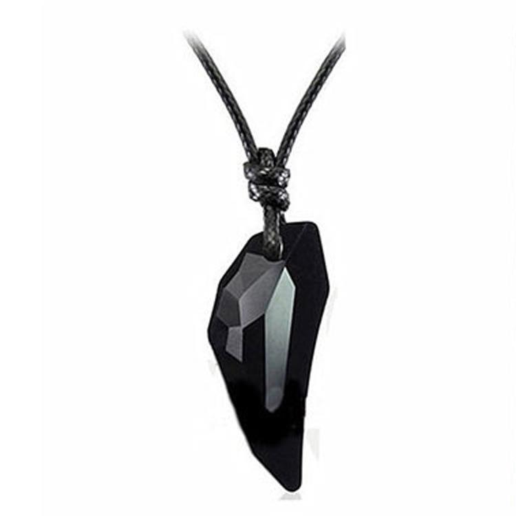 Fashion Couple Obsidian Crystal Wolf Tooth Pendant Necklace