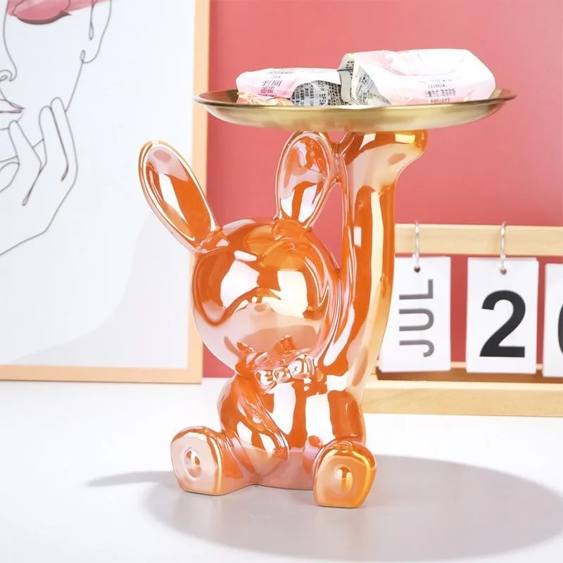 Title 16, Ins Silver Astronaut Rabbit Tray Figurines Pigg...