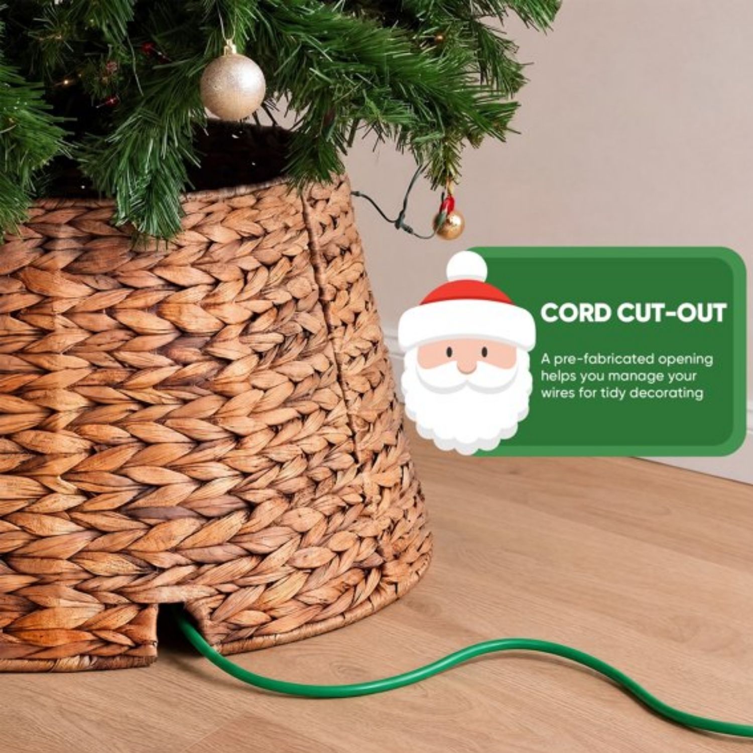 Woven Christmas Tree Collar, Christmas Tree Skirt Cover For Holiday Decor 3