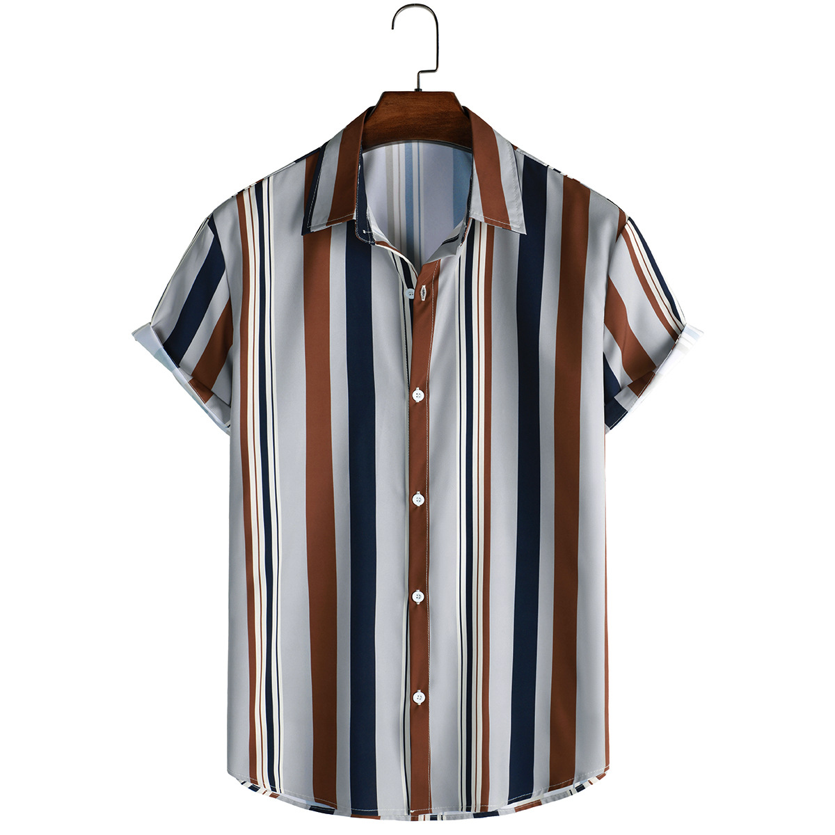 Title 2, Mens striped casual shirt with digital printin...