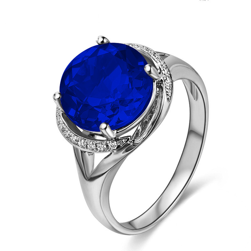 Title 5, Bague Topaze Bleue Carat Plaqué Or Rose 18K Un ...