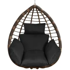 Egg Chair Cushion Hanging Basket Seat Cushion Thicken Soft Egg Swing Chair Pad Hanging Egg Chair Cushion With Headrest - Black - View 1