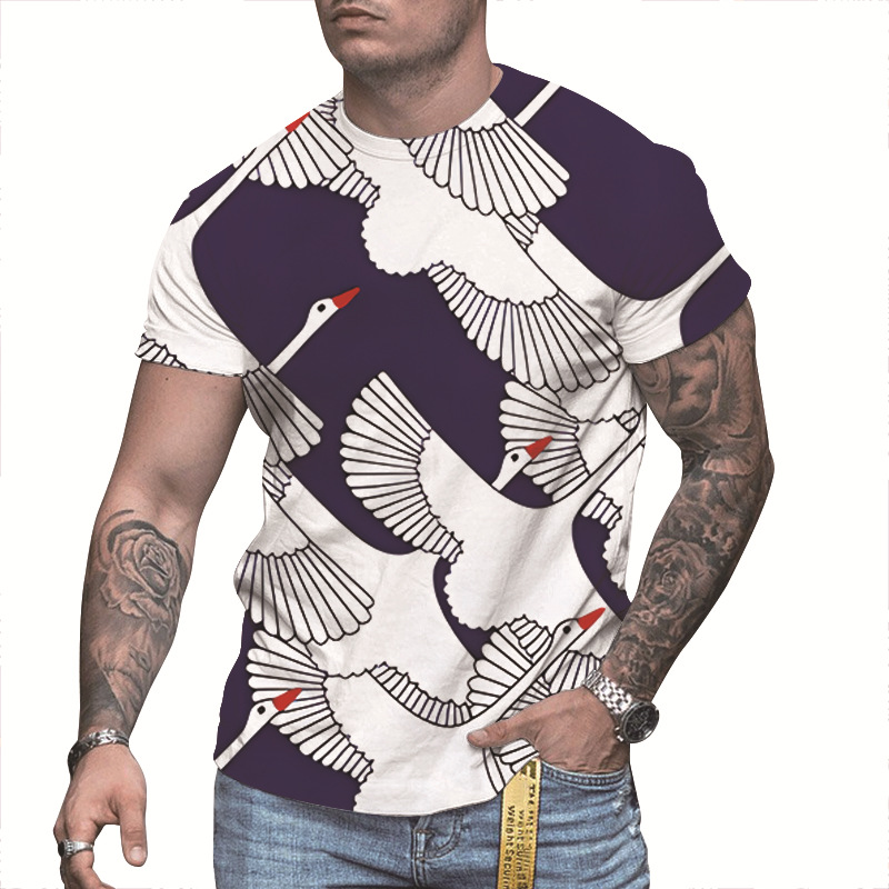 Men's 3D Printed Personalized Short Sleeved Round Neck