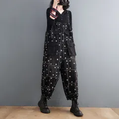 Printed Loose-fitting Jean Suspenders And Suspenders - Black - View 1