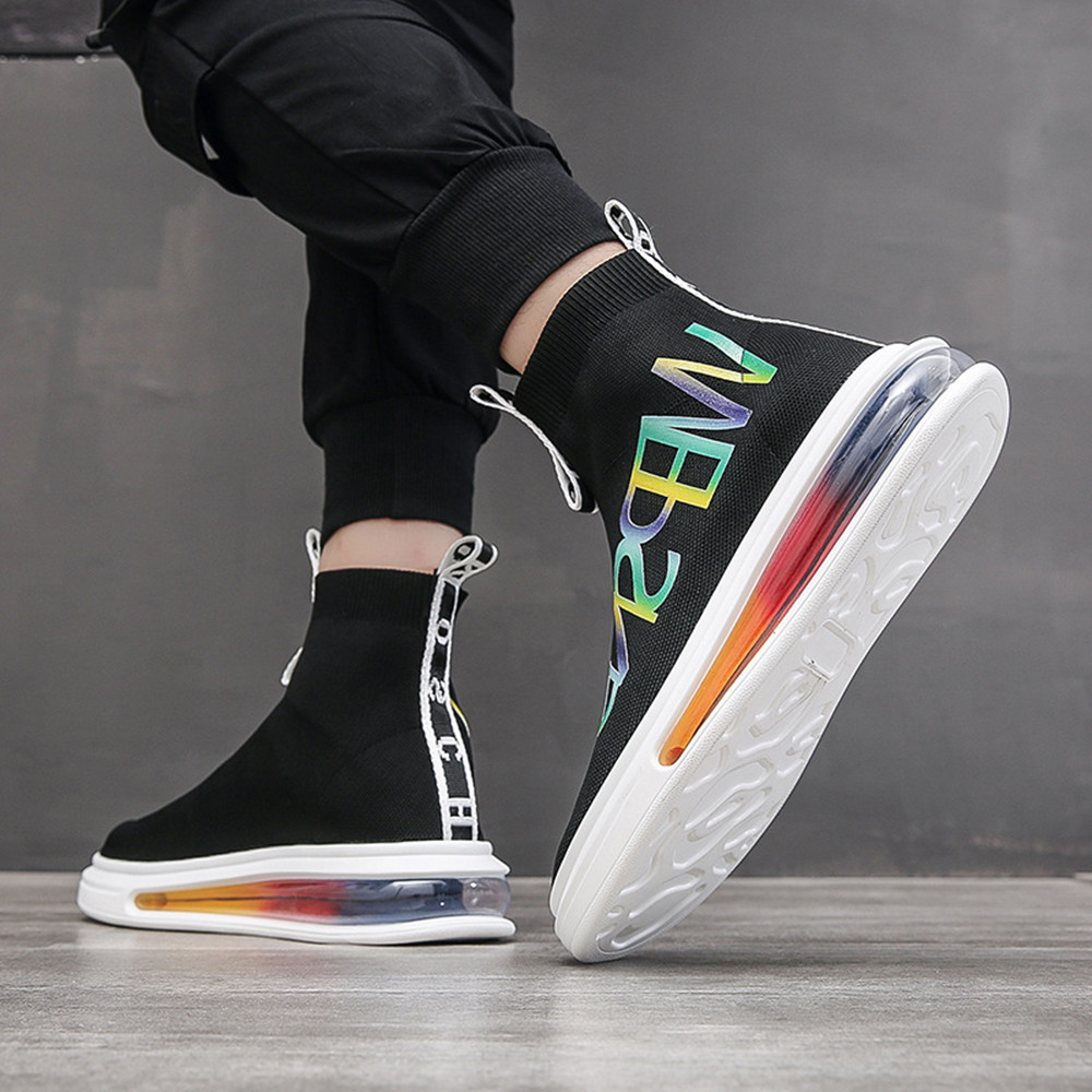 Men's High Top Socks Shoes Fly Knit Breathable