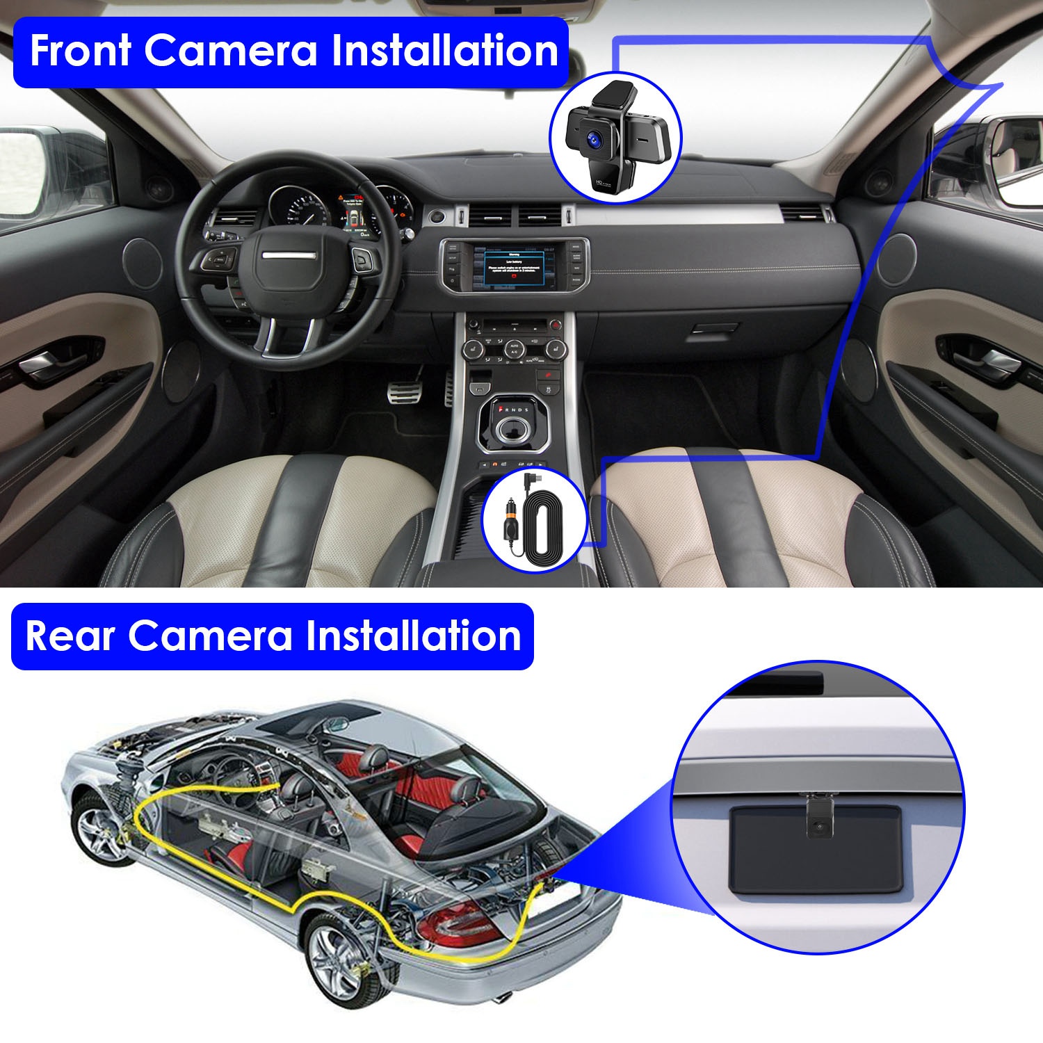 1080P FHD 3 Channel WiFi Dash Cam 170 Degree Wide Angle Triple Car Camera With IR Night G Sensor Motion Detection Loop Recording App Control Support 128G Max