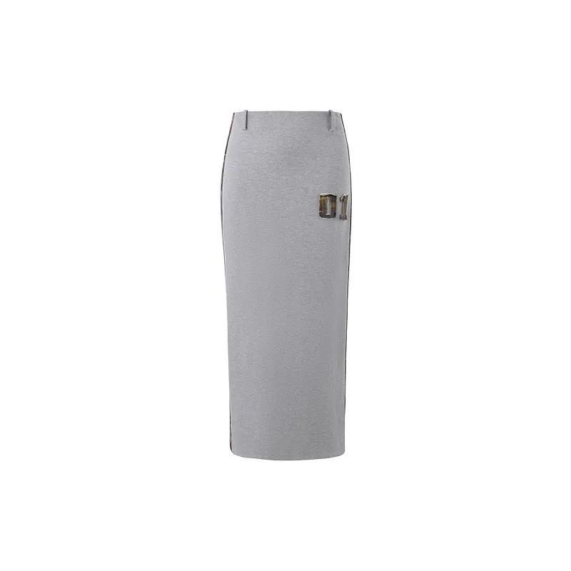Retro Sports Casual Color Contrast Skirt - Light Grey
