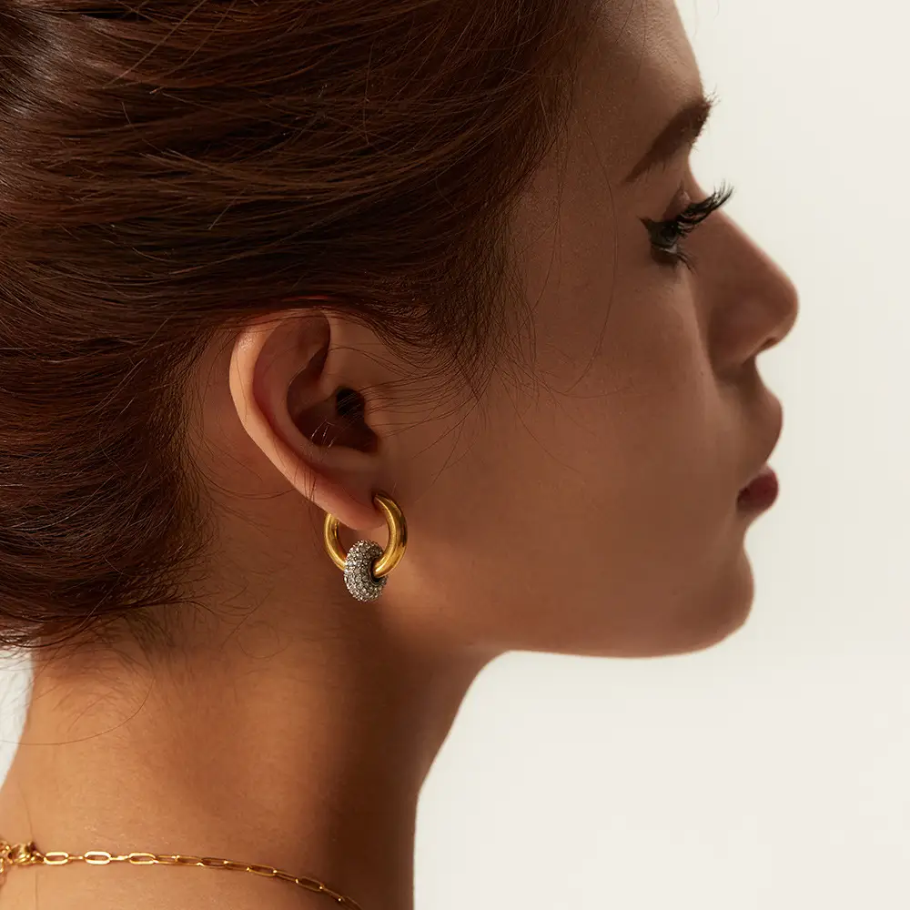 INS Fashion Women's Zircon Ring Pendant Earrings