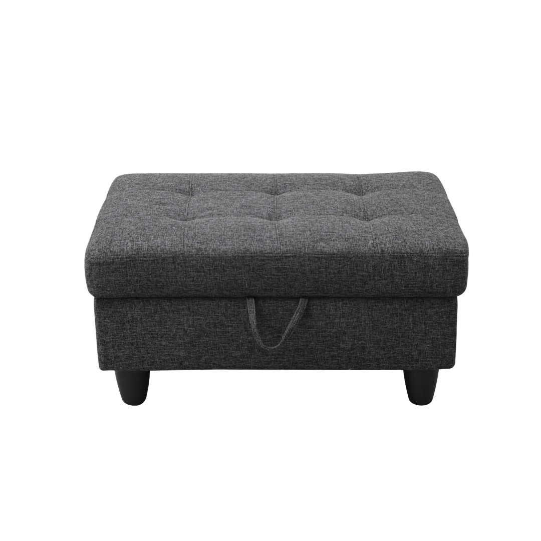 Pickup Only--Black Grey Linen 3-Piece Couch Living Room Sofa Set