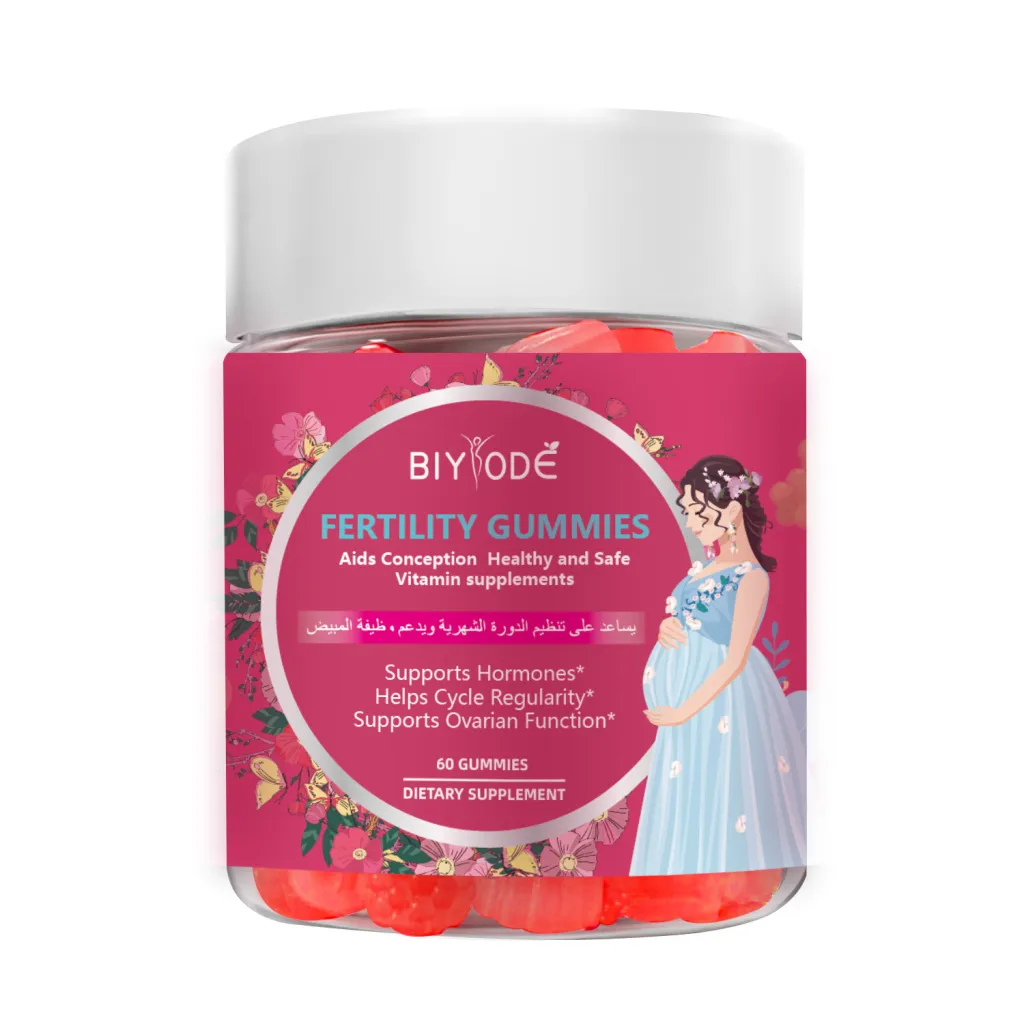 Customized Fertility Gummies Herbal Supplement Private Label Folic Acid Vitamin C Vitamin B6 Vitamin B12 Biotin Niacin Immune Support GMP HALAL COA...