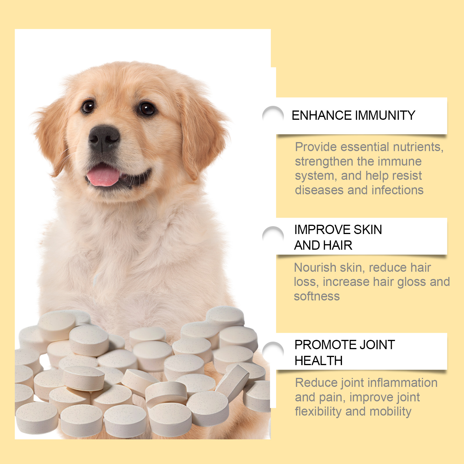Dog Fish Oil Chewable Tablets,3 Skin & Coat Supplement For Itchy Skin, Seasonal Allergies, Support Bone, Digestion & Reproductive Health, 60 Tablets — foto 9
