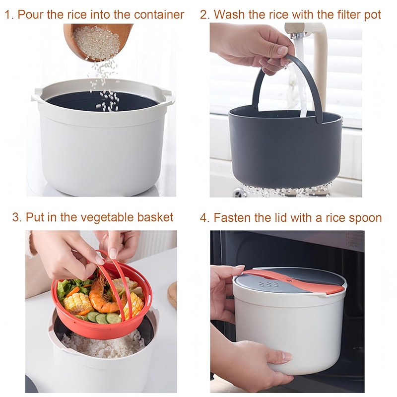 Microwave Rice Cooker, 2L Pasta With Strainer Steamer — image 6