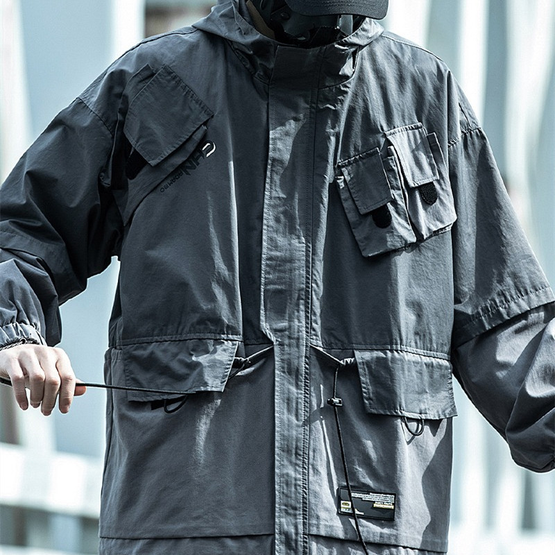 Multi-pocket Functional Hooded Work Jacket