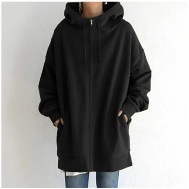 Women's Fuzzy Hoodies Long Sport Pullover Hoodie Full Zip Hoodie Sweatshirt Black - Shop at LoveMi
