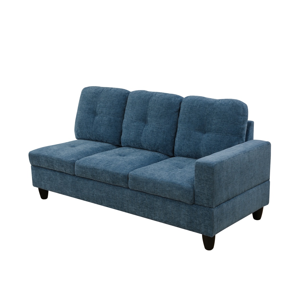 Pickup Only--Blue Flannel 3-Piece Couch Living Room Sofa Set