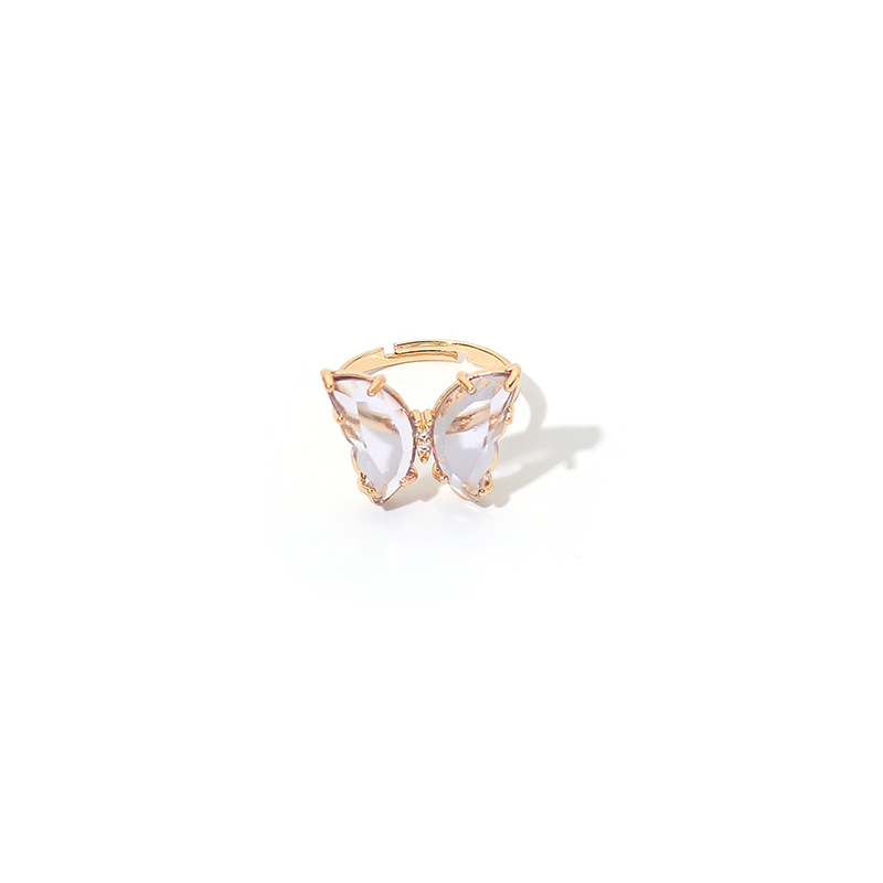 Retro Resin Acrylic Color Butterfly Ring Women