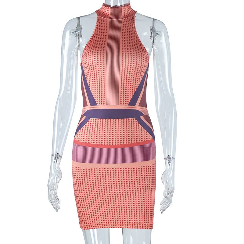 High Waist Sleeveless Slim Fit Wrapped Hip Dress For Women Orange - Shop at LoveMi