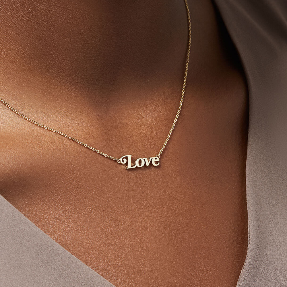 Gold Color Letter Love Lady Collarbone