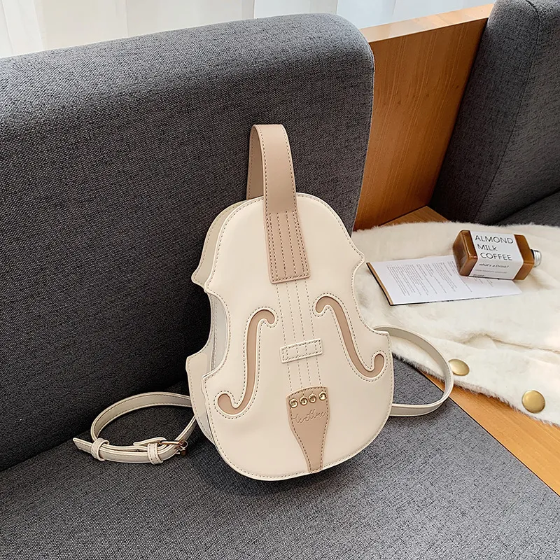 Ladies College Style Retro Violin Backpack - White