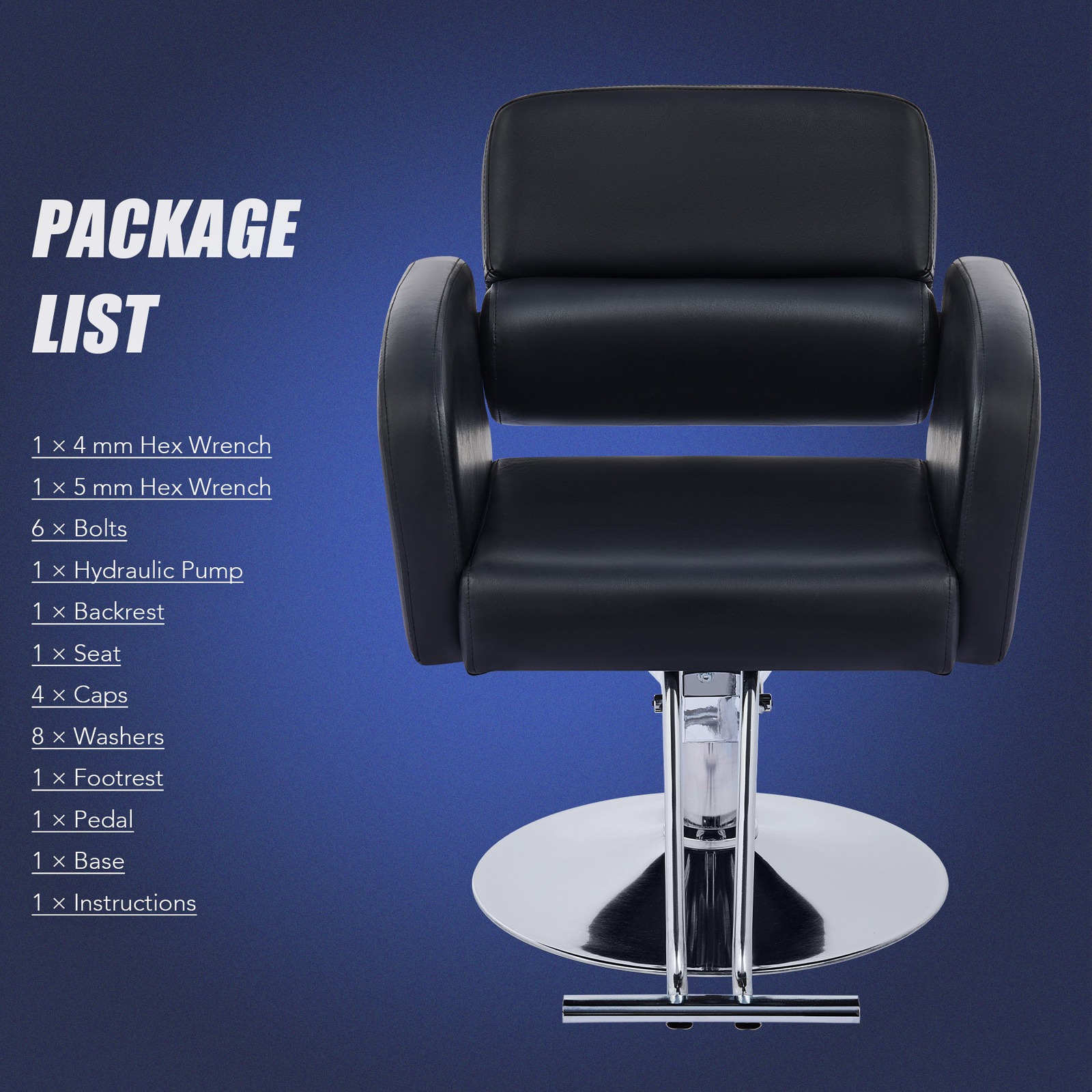 Black Barber Chair Adjustable Height Classic Hydraulic Swivel Salon Stool — image 4