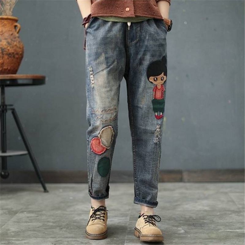 Women's Jeans Comfortable And Casual Elastic Waist Wide Legs Pretty Girl 26 - Shop at LoveMi