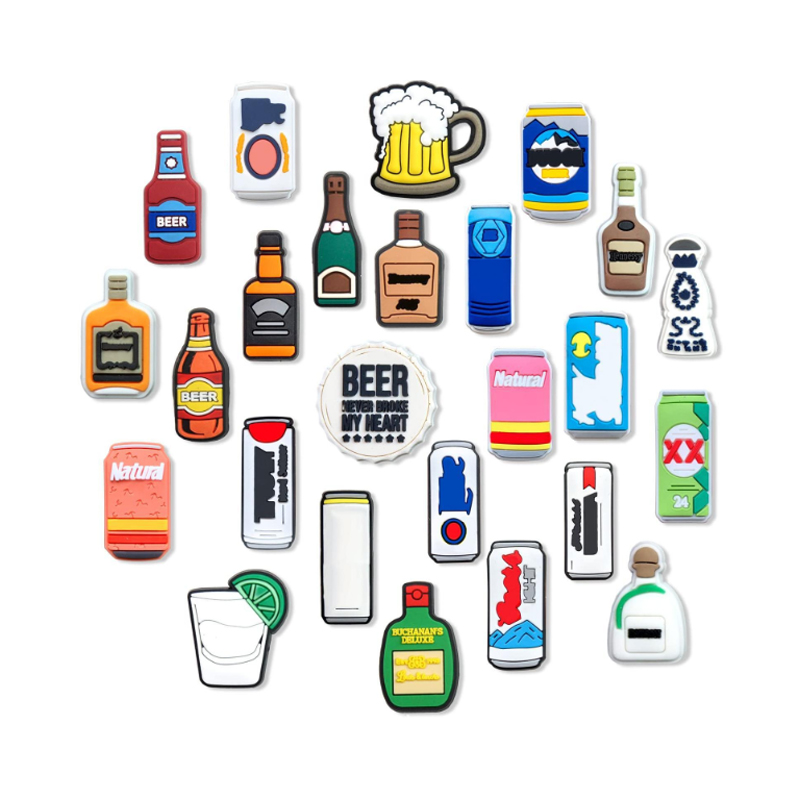 Random Lot Of 25 Pcs PVC Shoe Charms Different Food Candy And Drink Bottle Shoe Decoration