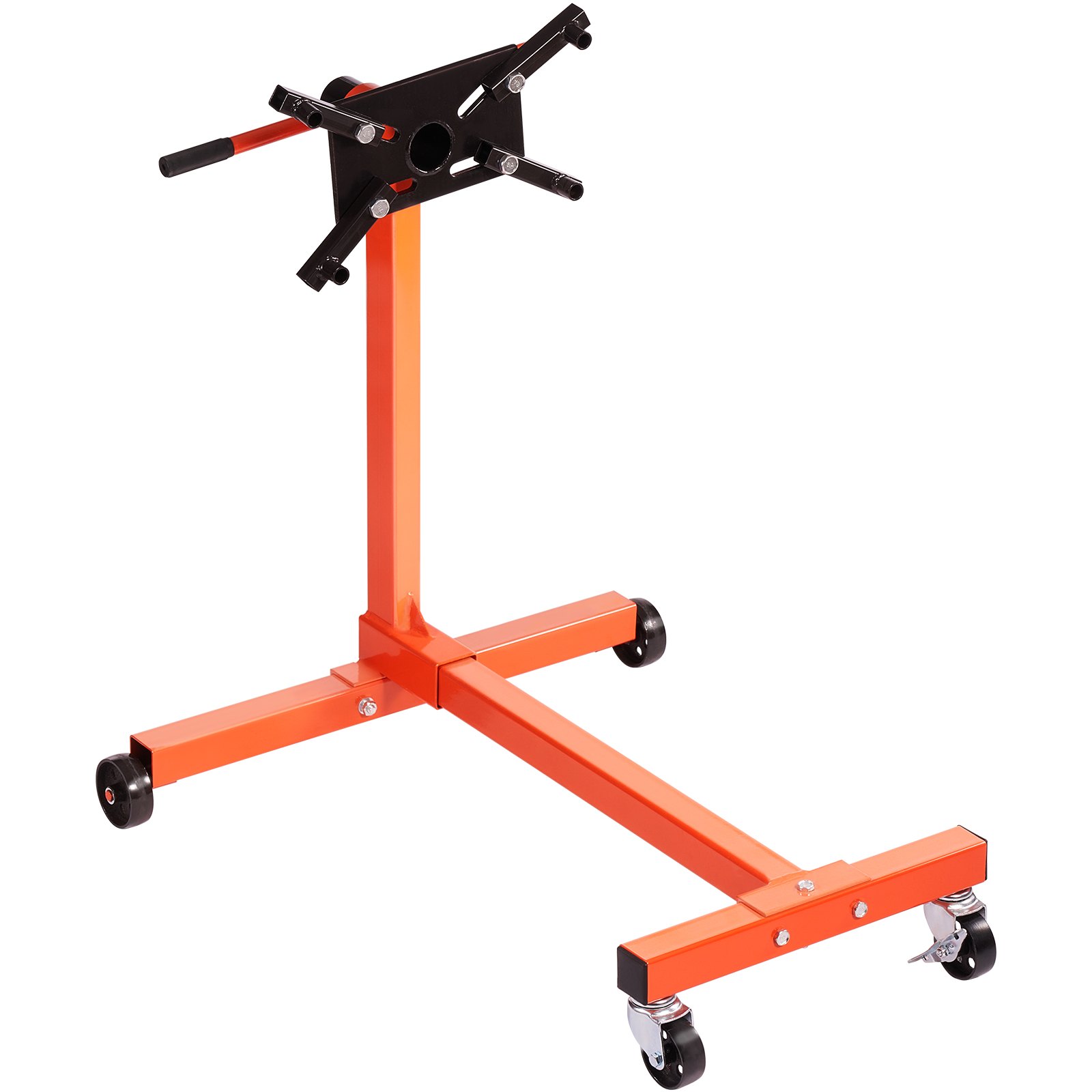 Engine Stand, 750 Lbs Rotating Engine Motor Stand With 360 Degree Adjustable Head, Cast Iron Motor Hoist Dolly, 4-Caster, 4 Adjustable Arms, For Vehicle Maintenance, Auto Repair