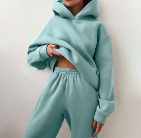 Women's Casual Hooded Sweater Two-piece Suit Clothes Hoodie Tracksuit - Picture 9 of 15