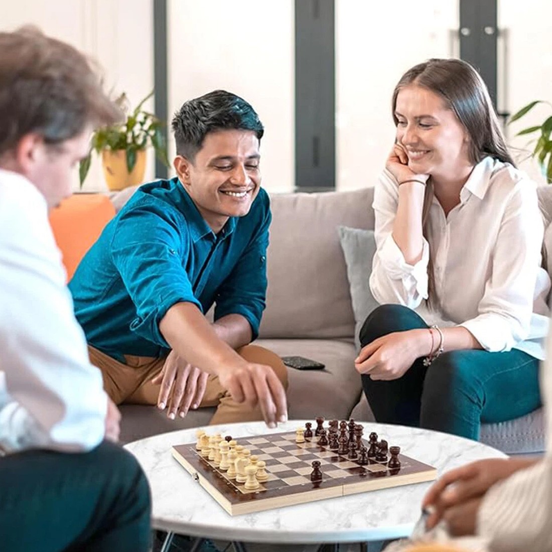 Wooden Magnetic Chess Set, Walnut Wood Color, Two-in-one Folding — image 12
