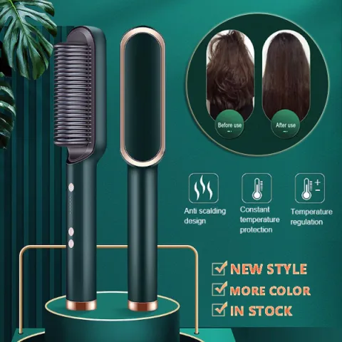 New 2 in 1 Hair Straightener Hot Comb Negative