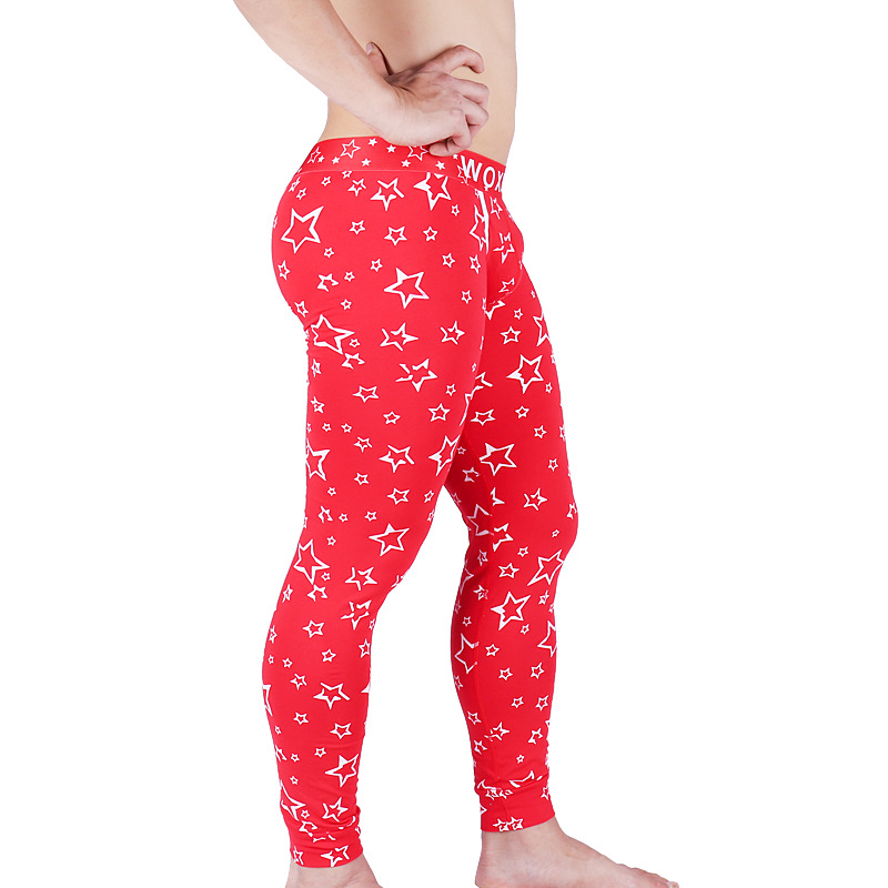 Men's Cotton Printed Trousers Warm Cotton Slim Fit