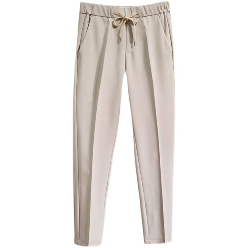 Men's Straight Elastic Waist Ninth Casual Pants