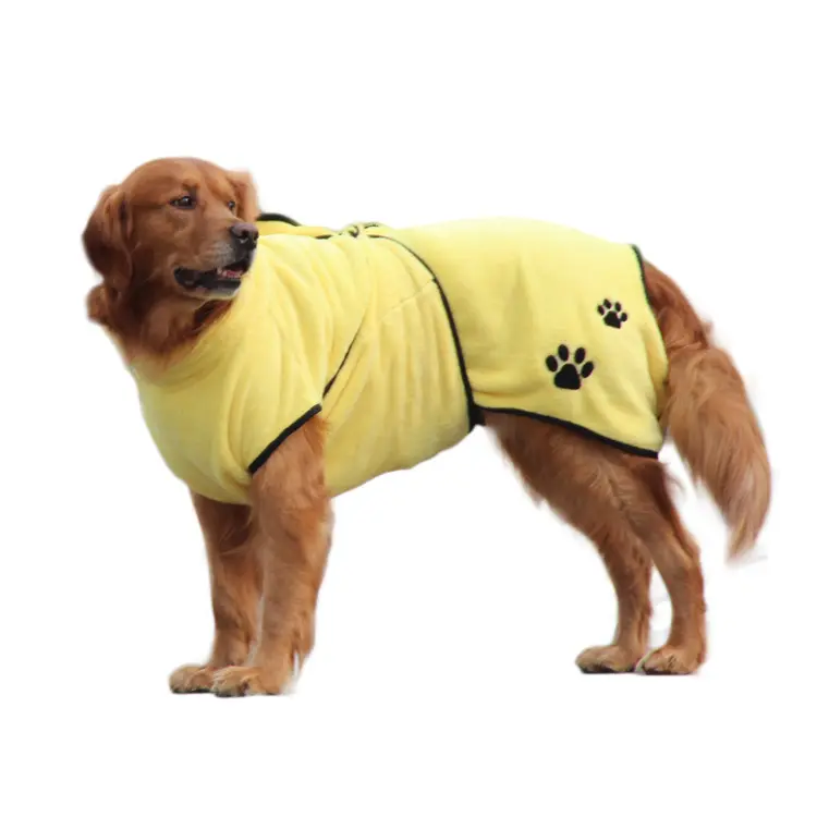 Soft And Absorbent Pet Embroidered Bathrobe Coral