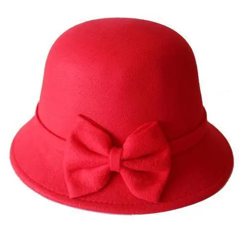 Female Fashion All match Fisherman Hat With Elegant Dome Bow Red - Shop at LoveMi