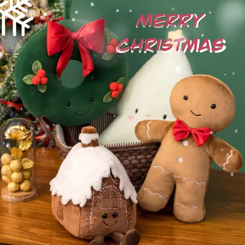 Christmas Gingerbread Man Igloo and Tree Plush Toy