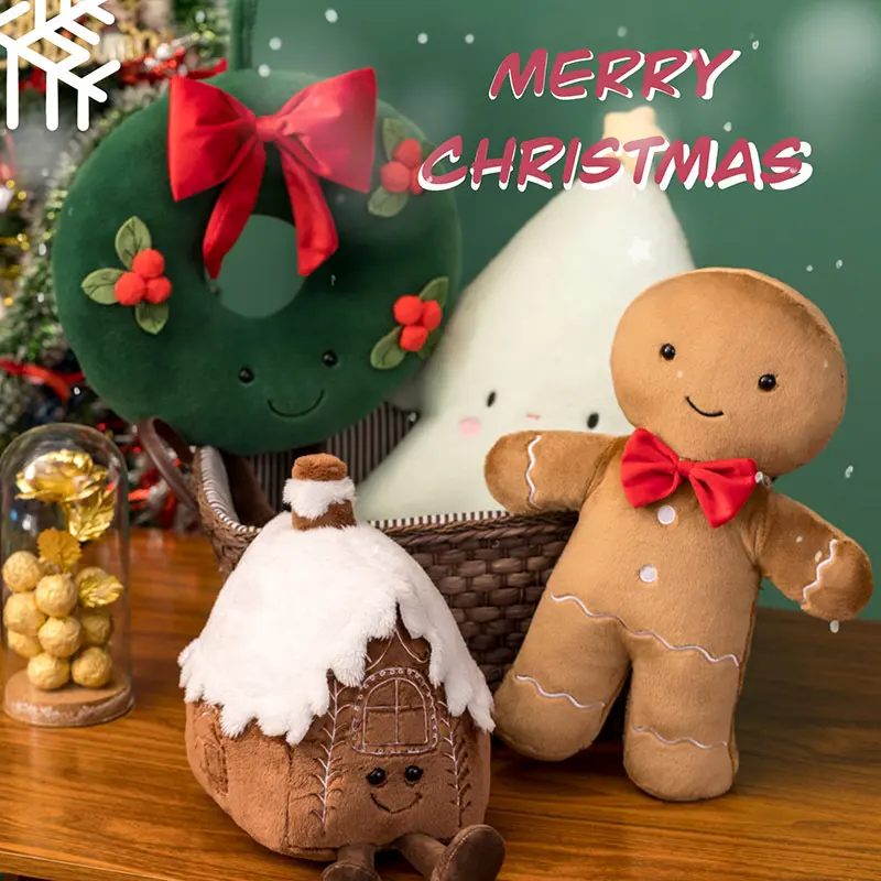 Christmas Gingerbread Man Igloo and Tree Plush Toy
