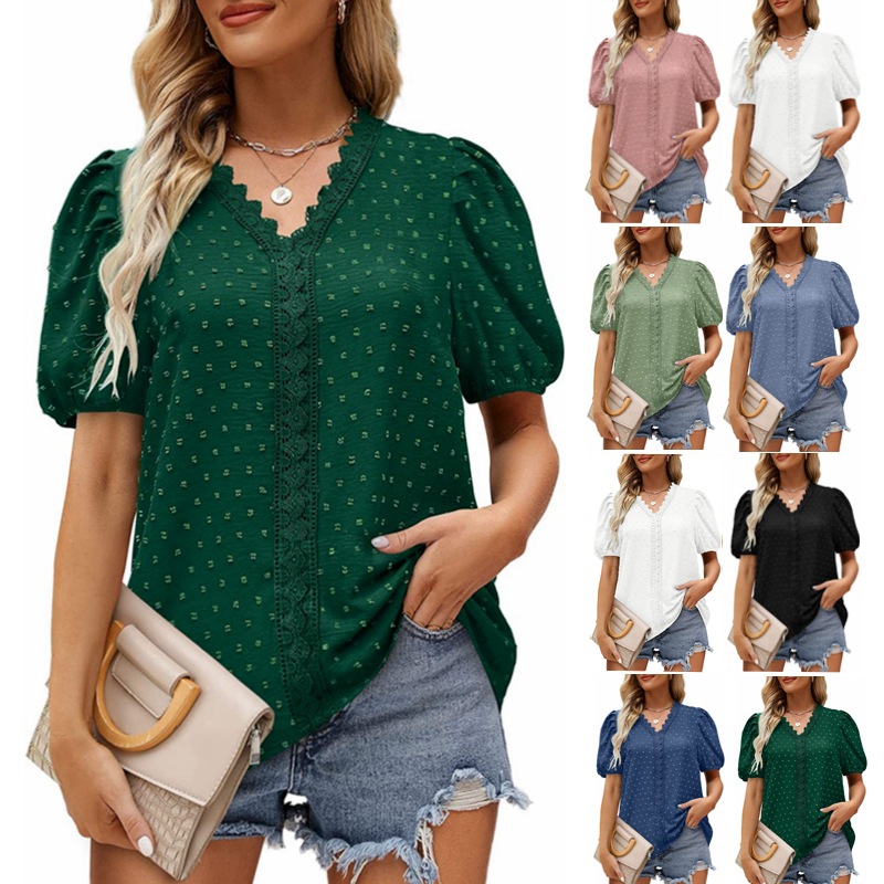 Title 8, Dot Bubble Short Sleeve Chiffon Shirt