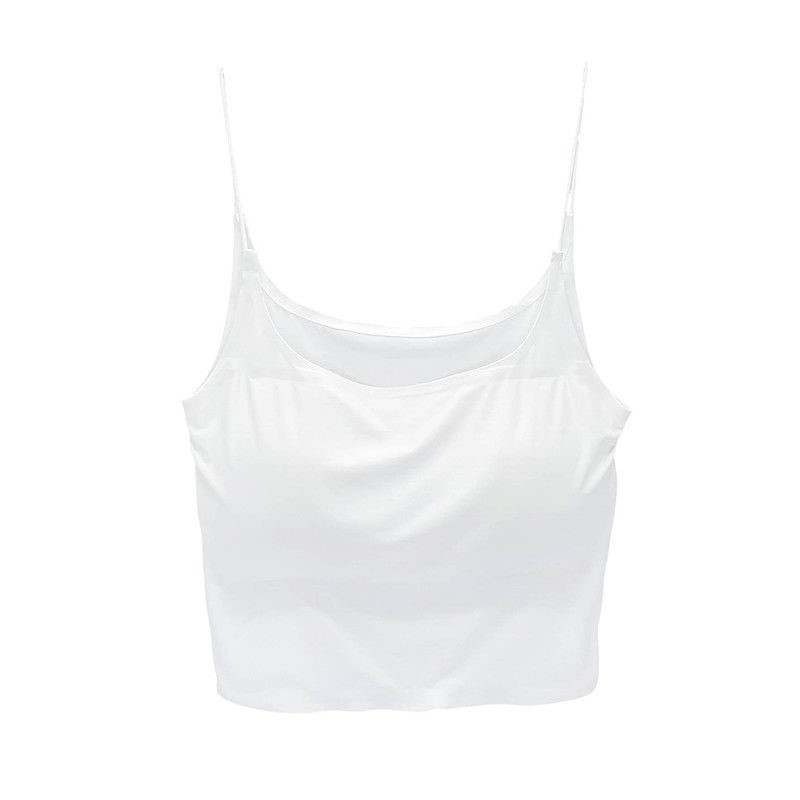 Female Student's Vest Ice Silk Camisole Female Outer Wear With Chest Pad And Beautiful Back Bra